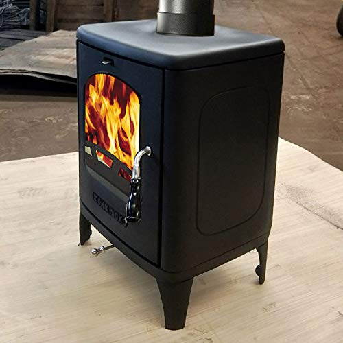 DZWJ Estufa de leña multicombustible de Hierro Fundido de 4.5KW, alimentada con leña, carbón o Combustible sin Humo, Adecuada para calefacción doméstica en Invierno