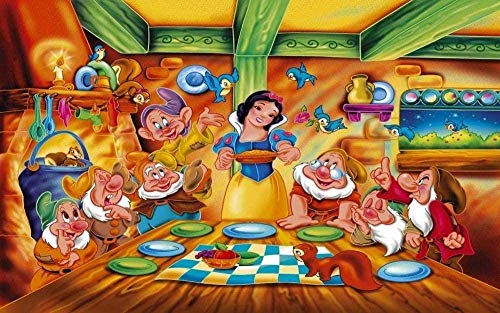 DZX Kits de Pintura por números Kit de Pintura acrílica de Bricolaje con Pinceles y pigmentos para Manualidades Pintura en Lienzo para niños y Adultos Póster de Blancanieves y los Siete enanitos