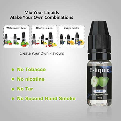 E-Líquido, 12 X 10mL E Liquido Vaper Sin Nicotina, E-Liquid VG50/PG50, Set E-Líquido Para Cigarrillos Electrónicos/E Shisha/E Hookah (0,0mg nicotina)