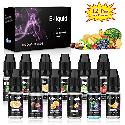 E-Líquido, 12 X 10mL E Liquido Vaper Sin Nicotina, E-Liquid VG70/PG30, Set E-Líquido Para Cigarrillos Electrónicos/E Shisha/E Hookah | Nuevos Sabores