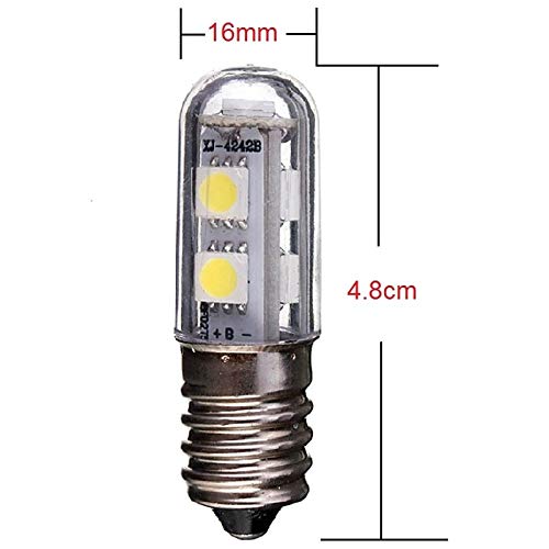 E14 Bombilla LED para lámpara de refrigerador, 1W, 220V CA, 7 leds SMD 5050, Bombilla LED blanca cálida, Para luz de refrigerador, Lámpara de costura, Mini luz de mesa, Paquete de 2