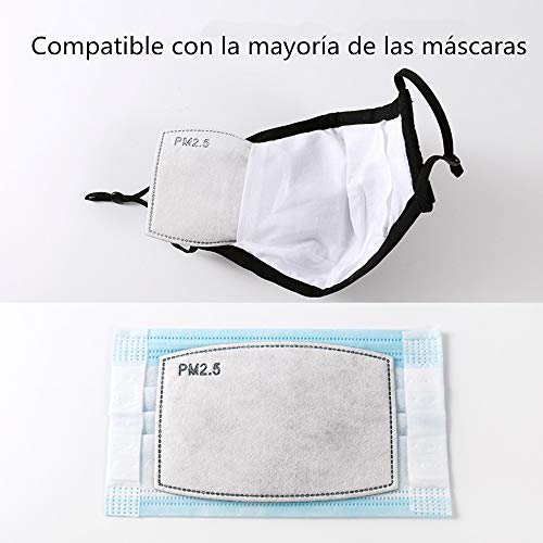 Eaglcter Filtros de carbón activado PM2.5, filtro de carbón activo protector de 5 capas, filtro de respiración reemplazable (50 piezas)