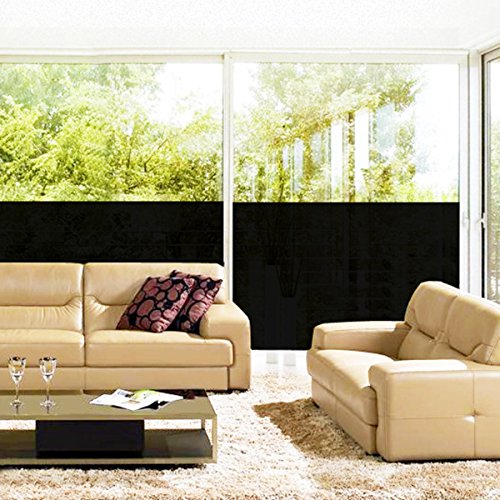 EASEHOME Vinilo Ventana Autoadhesiva Pegatina de Ventana Cristal Película Decorativa Papel Adhesivo Láminas Electrostatica Film Estática Opaco 17.3"x78.7"(44x200cm), Negro