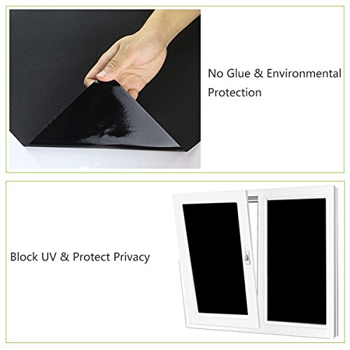 EASEHOME Vinilo Ventana Autoadhesiva Pegatina de Ventana Cristal Película Decorativa Papel Adhesivo Láminas Electrostatica Film Estática Opaco 17.3"x78.7"(44x200cm), Negro