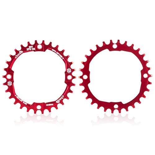 EASTERN POWER Plato 30 Dientes BCD 104, Plato BCD 104 Bicicleta Montaña, Aluminio Monoplato 30 Dientes MTB, Rojo(Incluye 4 Tornillos Plato)