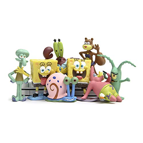 EASTVAPS 8 unids / Lote Bob Esponja PVC Figura de Acción Juguete Muñeca DIY Anime Esponja Bob Patrick Estrella Calamardo