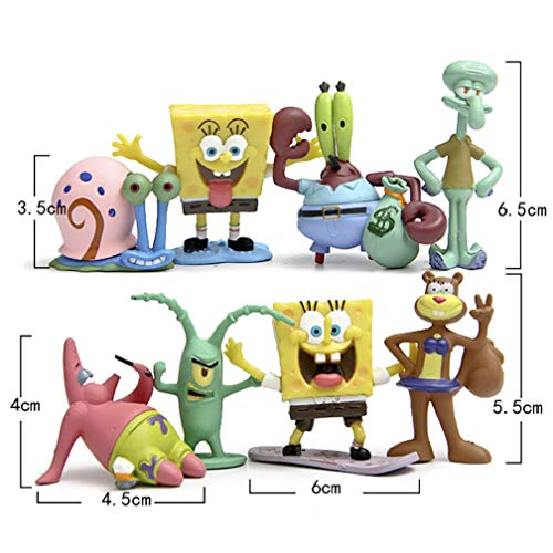 EASTVAPS 8 unids / Lote Bob Esponja PVC Figura de Acción Juguete Muñeca DIY Anime Esponja Bob Patrick Estrella Calamardo