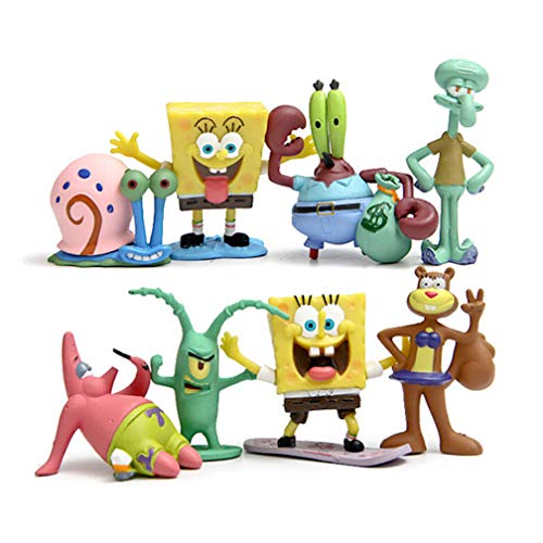 EASTVAPS 8 unids / Lote Bob Esponja PVC Figura de Acción Juguete Muñeca DIY Anime Esponja Bob Patrick Estrella Calamardo