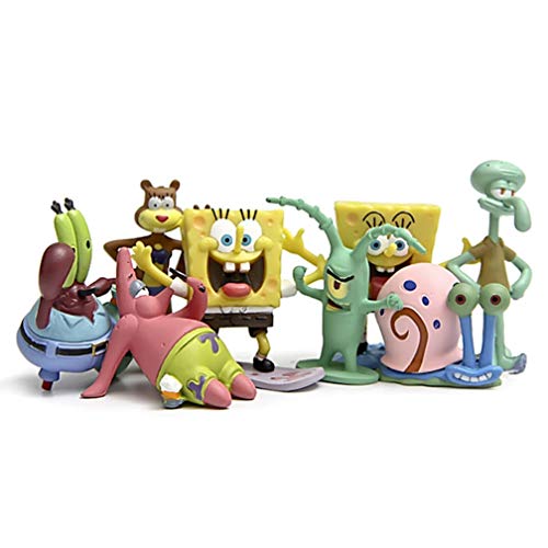 EASTVAPS 8 unids / Lote Bob Esponja PVC Figura de Acción Juguete Muñeca DIY Anime Esponja Bob Patrick Estrella Calamardo