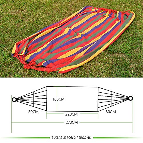 EASY EAGLE Hamaca Colgante de Tela con 80CM Travesaños de Madera, 220x160CM Hamacas Grande para Jardín Acampada Exterior, 300KG Carga, Rayas del Arco Iris