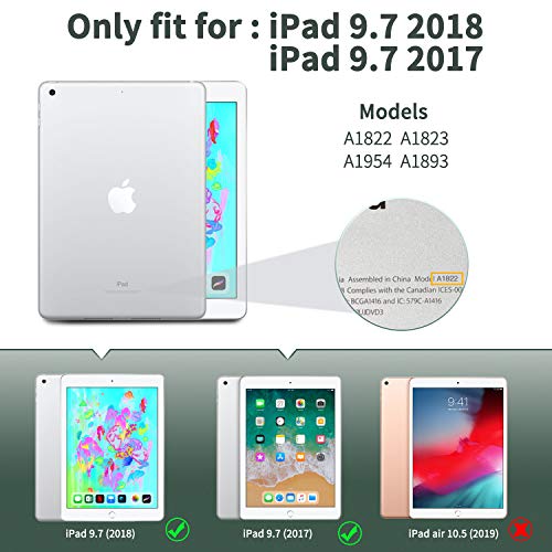 EasyAcc - Funda para iPad 9.7 2018 iPad 6/2017 iPad 5, Ultra Slim Premium PU piel Smart Case con función de apagado automático y función atril para iPad de 9.7 pulgadas A1822 A1823 A1954 A1893 [Verde]