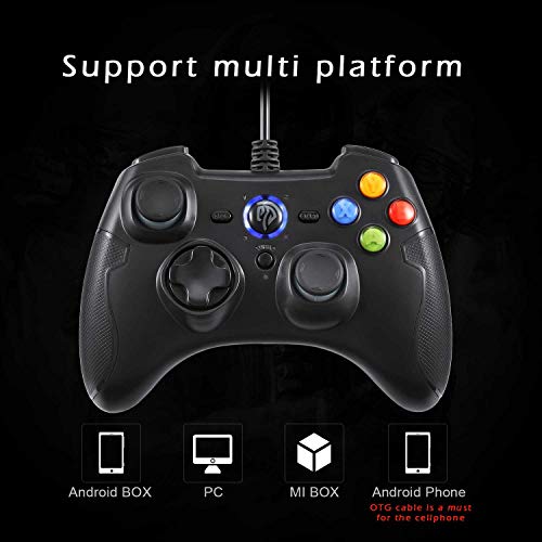 EasySMX Mandos PS3 Gamepad, Game Mando PC Joystick con los Botones de Doble-Vibración, Trigger Compatible con Windows/Android/PS3/TV Box (Negro)