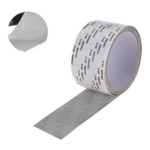 EasyULT Cinta para Reparar mosquiteras Fibra de Vidrio Cinta Adhesiva para Evitar Insectos de Mosquitos,con Sellado Adhesivo Fuerte(5 cm x 200 cm,Gris)