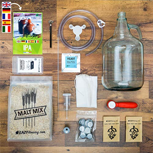 Eazy Brewing®Kit de elaboración de cerveza de 5 litros - Cerveza IPA (India Pale Ale) - Caja de regalo para preparar su propia cerveza artesanal – Instrucciones en Español