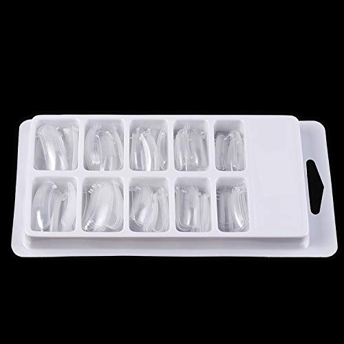 Ebanku 100 PCS Sistema de uñas dobles, molde de punta de uñas transparente con cubierta completa Extensión de uñas, herramienta de arte de uñas falsas de gel acrílico de gel UV Polygel