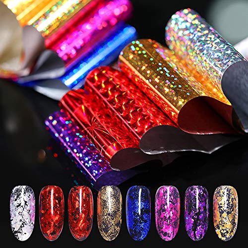 Ebanku 40 Diseños Foil para Uñas Transfer, Transferencia Pegatinas Calcomanías Uñas Holográfico Nail Art accesorios transferencia papel Nail Stickers Tips Wraps Foil Transfer Sticker