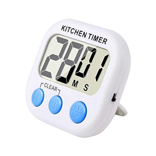 eBoot Magnético Digital Temporizador De Cocina con Alarma Ruidosa y Pantalla LCD Grande (Blanco Azul)