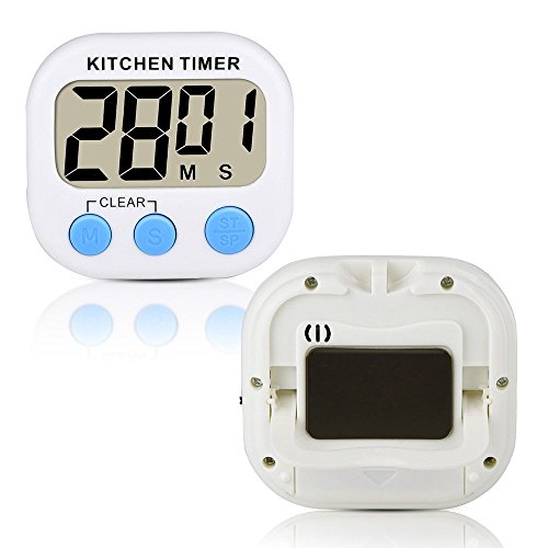 eBoot Magnético Digital Temporizador De Cocina con Alarma Ruidosa y Pantalla LCD Grande (Blanco Azul)