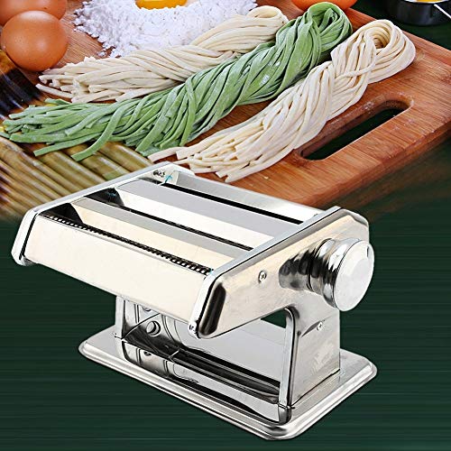 EBTOOLS máquina para hacer pasta, 3 en 1, de acero inoxidable, cortador de pasta fresca, máquina de pastelería, con mango de manivela y abrazadera, para espagueti, lasaña, tagliatelle