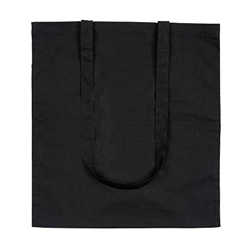 eBuyGB - Bolsa de lona de algodón para compras (10 unidades, 42 cm), Negro (Negro) - 1206003-10a