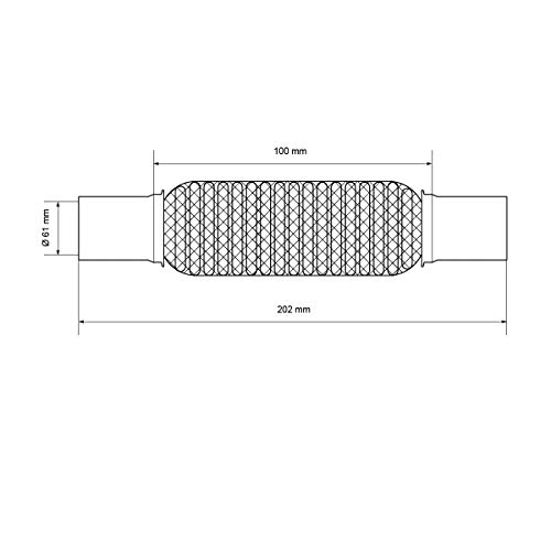 ECD Germany Tubo flexible 61 x 100 x 202 mm con 2 abrazaderas + pasta de montaje 60g - Acero inoxidable - Montaje sin soldadura - Tubo flexible - Tubo corrugado - Tubo de escape