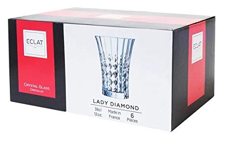 Eclat - Set Vasos Altos Vidrio Lady Diamond 6 piezas Eclat 6 piezas - 36 cl.