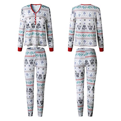 ECMQS Pijamas de Navidad Parent-Enfant Traje de Gemelos Familia Familia Correspondant Ropa de Noche de Manga Larga canalé de Dibujo Animado bebé/niños/Mujer/Hombre, Femmes, 3XL