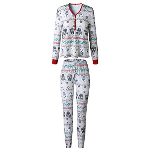 ECMQS Pijamas de Navidad Parent-Enfant Traje de Gemelos Familia Familia Correspondant Ropa de Noche de Manga Larga canalé de Dibujo Animado bebé/niños/Mujer/Hombre, Femmes, 3XL