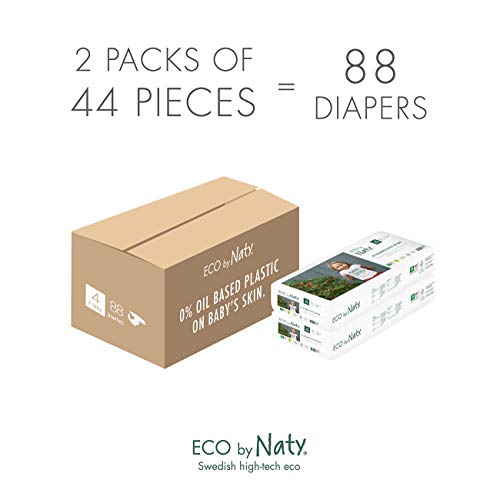 Eco by Naty 8178433, Pañal Ecológico Premium Hecho a Base de Fibras Vegetales, Talla 4, 7-18 kg, 88 Pañales