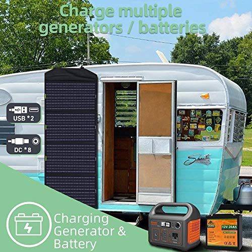 ECO-WORTHY 120 Watts Cargador de Panel Solar Plegable con Controlador de Carga Salida de CC Cargador portátil al Aire Libre en Maleta para Autocaravana RV Senderismo Laptop Tablet iPhone