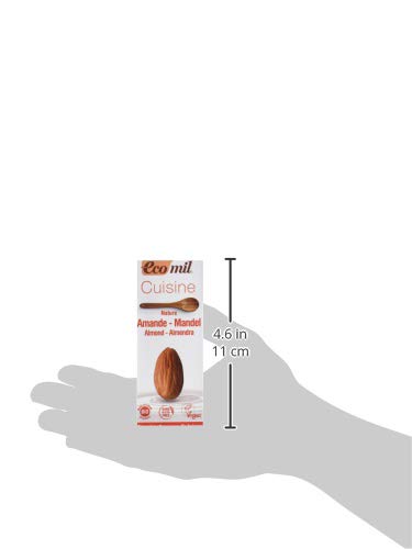 ECOMIL Cousine Almond Nature, Crema de Almendras para cocinar - Pack de12 unidades de 200 ml (192314)