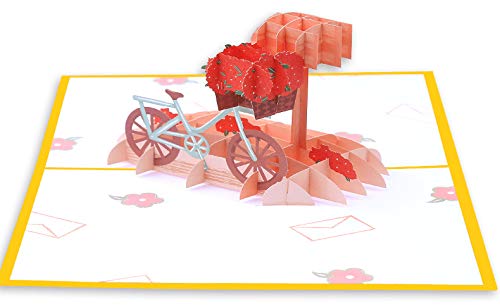 ECOPRO - Tarjeta de felicitación 3D con texto en inglés "Enviando tu amor, boda, aniversario, sorpresa de San Valentín, cumpleaños feliz, solo porque regalo para ella o él, color Rojo - Post Bike