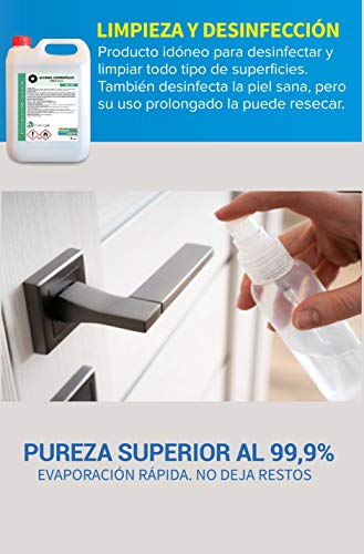 Ecosoluciones Químicas ECO-301 | 5 L | Alcohol Isopropílico 99,9% Puro | Limpieza componentes electrónicos, Objetivos, Pantallas. Desinfección y Limpieza Superficies. Incluye PULVERIZADOR 75 ML