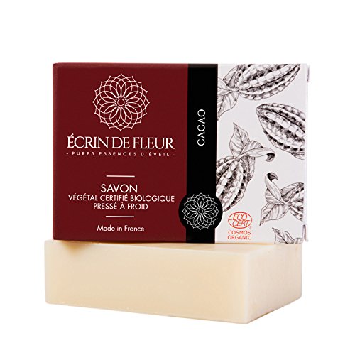 Écrin De Fleur | Jabón de Manteca de Cacao y Cítricos | Certificado Orgánico | Hecho a Mano en Francia | Saponificado en Frio sin Aceite de Palma | Apto para el Lavado Frecuente de las Manos | 100g