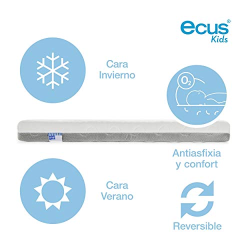 Ecus Kids, El colchón de cuna antiasfixia Oxsi con doble cara una para verano y otra para invierno - Colchón cuna 120x60