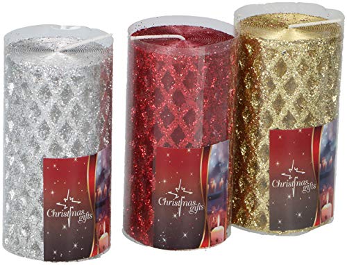 Edco 8.71125E+11 - Velas de Navidad, color rojo, dorado y plateado