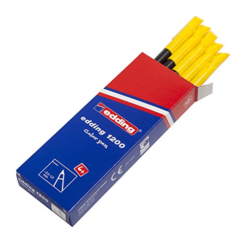 edding 1200-005 - Rotulador con punta de fibra, 10 unidades, color amarillo