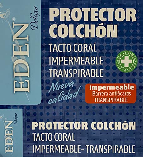 Eden Protector DE COLCHÓN Tacto Coral Impermeable/Transpirable, Color: Blanco, Medida: 150x190/200cm.