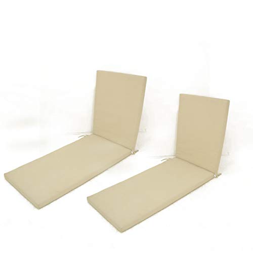 Edenjardi Pack 2 Cojines para Tumbona de Exterior Color Beige | Tamaño 196x60x5 cm | Repelente al Agua | Desenfundable | Portes Gratis