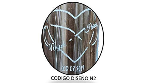 EDIS Set/Juego DE 2 Copas Novios Modelo Amour Corazon TALLADAS, PERSONALIZAMOS con Nombre Y Fecha