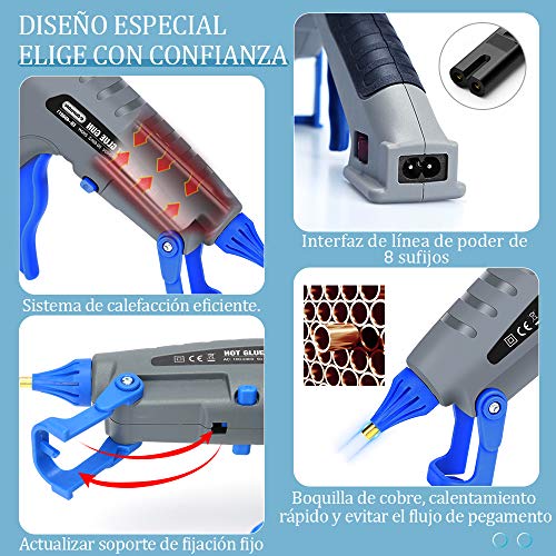 E·Durable 200W pistola silicona, con 15pcs 19cm Barra de pegamento control automático de temperatura industrial