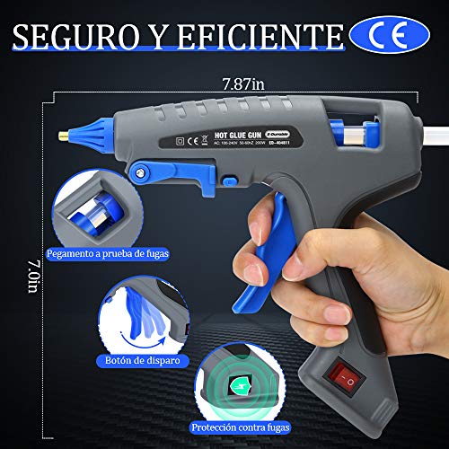 E·Durable 200W pistola silicona, con 15pcs 19cm Barra de pegamento control automático de temperatura industrial