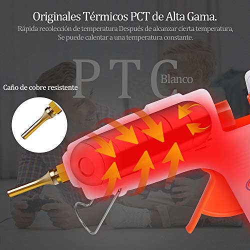 E·Durable Pistola Silicona 60w~100w con 15 Barras 19cm Metal Nozzle Cola Pistola Caliente Profesionales Manualidades DIY, Arte, Reparaciones, decoración del Festival Color Blanco