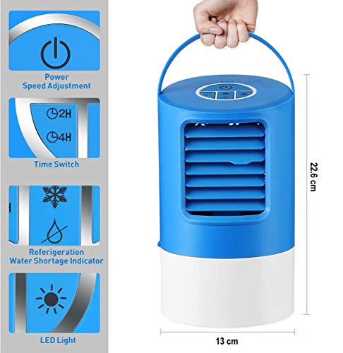 EEIEER Aire Acondicionado Portátil Enfriador Aire, 4 IN 1 Móvil Mini Turbo-Ventilador Humidificador Purificador de Aire Personal Enfriador Climatizador Portátil Air Cooler para el hogar, Cocina