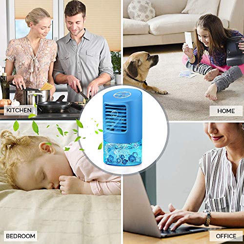 EEIEER Aire Acondicionado Portátil Enfriador Aire, 4 IN 1 Móvil Mini Turbo-Ventilador Humidificador Purificador de Aire Personal Enfriador Climatizador Portátil Air Cooler para el hogar, Cocina