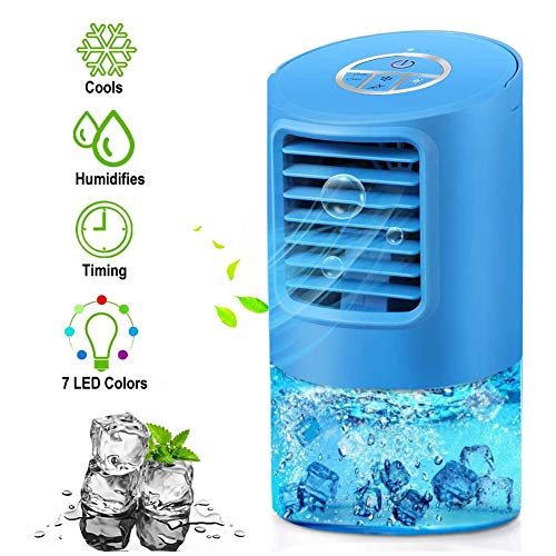 EEIEER Aire Acondicionado Portátil Enfriador Aire, 4 IN 1 Móvil Mini Turbo-Ventilador Humidificador Purificador de Aire Personal Enfriador Climatizador Portátil Air Cooler para el hogar, Cocina