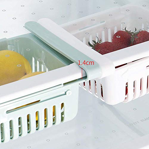 EFGS Ajustables Refrigerador Cajón Cajas Almacenaje, Portátil Durable Cocina Nevera Almacenamiento Contenedor,4Pack