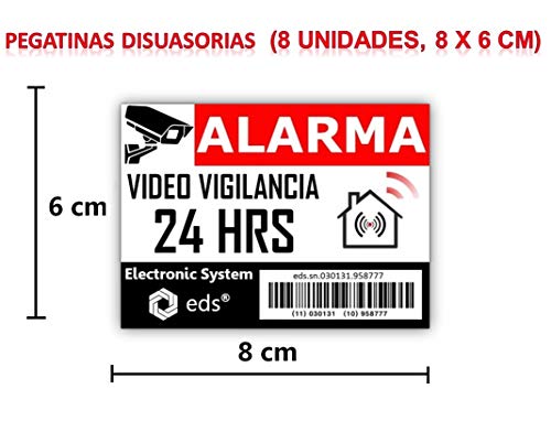 Egero - Pegatinas disuasorias x8 Antirrobo para Casa, Edificio, Comercio, Garaje. Pegatinas de videovigilancia de Calidad Profesional (código de Barras)