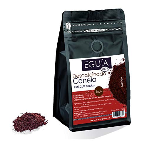 Eguia Cafe descafeinado molido natural Cafe Granos Arabica, Tostado Artesanal , Origen Brasil | canela - 3 Unidades de 250 g, Total: 750 g