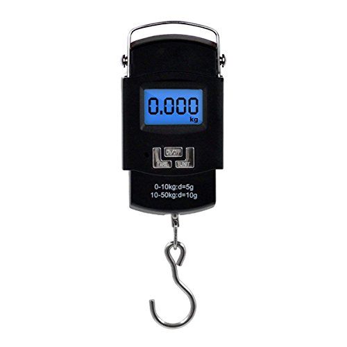 Eidyer Báscula Digital Básculas de Equipaje Escala de Pesca de Pantalla LCD10g~50kg,Viaje Portátil Báscula de Gancho de Medición para Pesar Maletas, Viajes,Cocina, Pesca y Caza